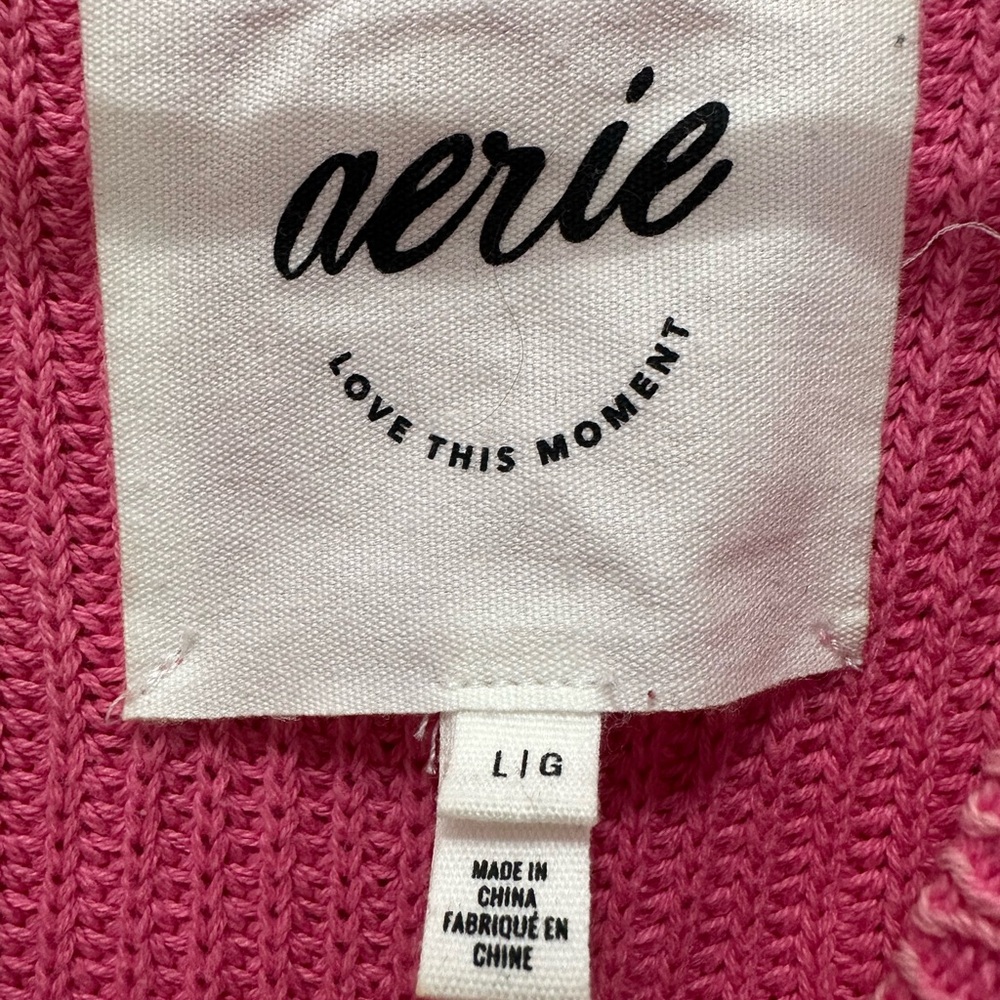 Aerie oversized knit cotton sweater pink size large - Picture 4 of 5